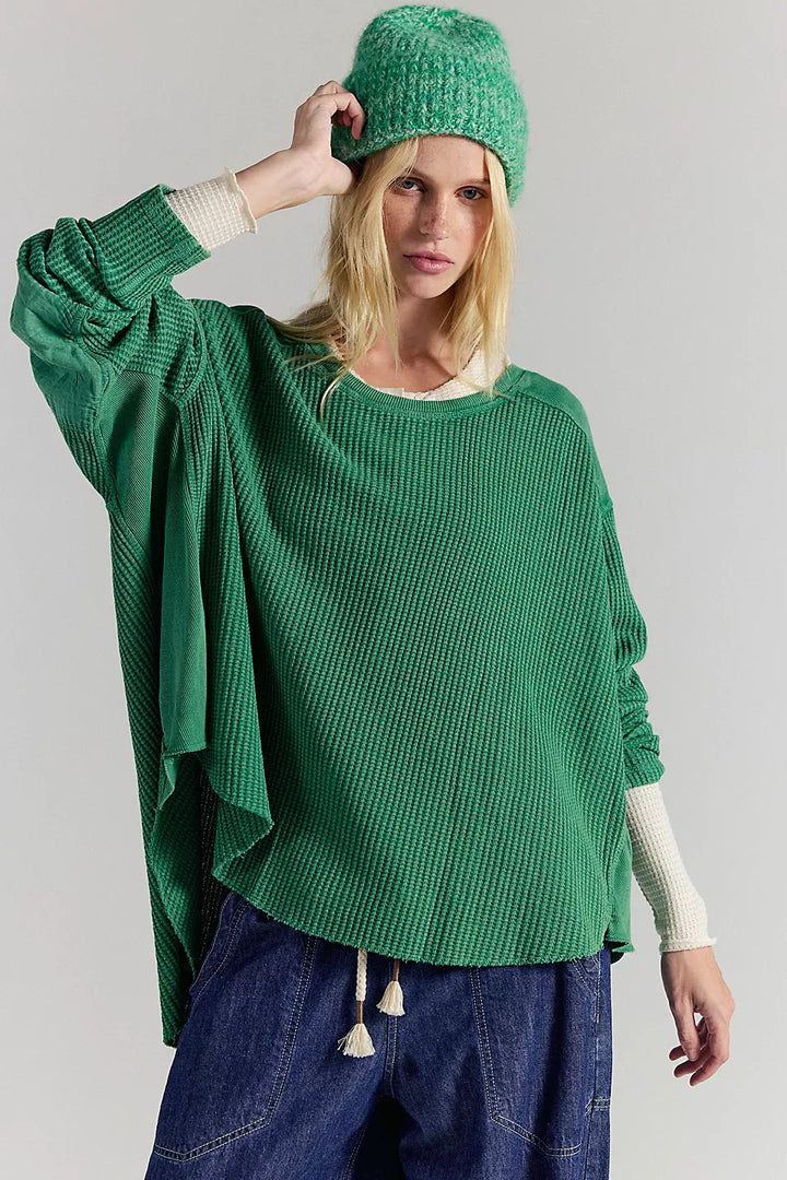 Damen Lässiger Oversized Pullover mit strukturiertem Design und seitlichen Nähten Drune