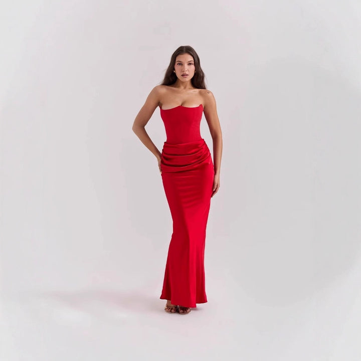 Damen Figurumspielendes Maxikleid mit raffinierter Raffung Drune