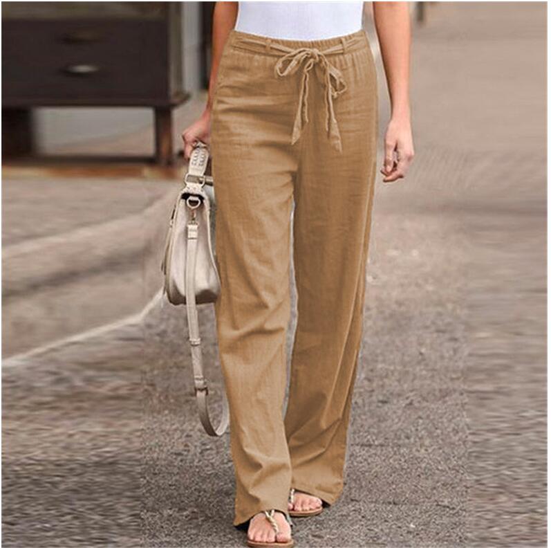Damen nan weite Leinenhose mit Tunnelzugbund und lässigem Komfortschnitt Drune