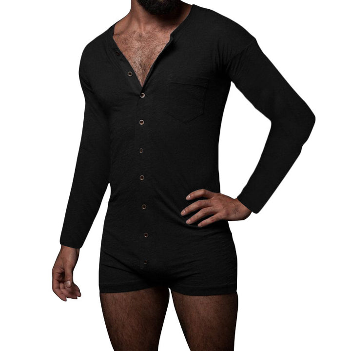 Herren Overall mit langem Arm und modernen Knopfdetails Drune