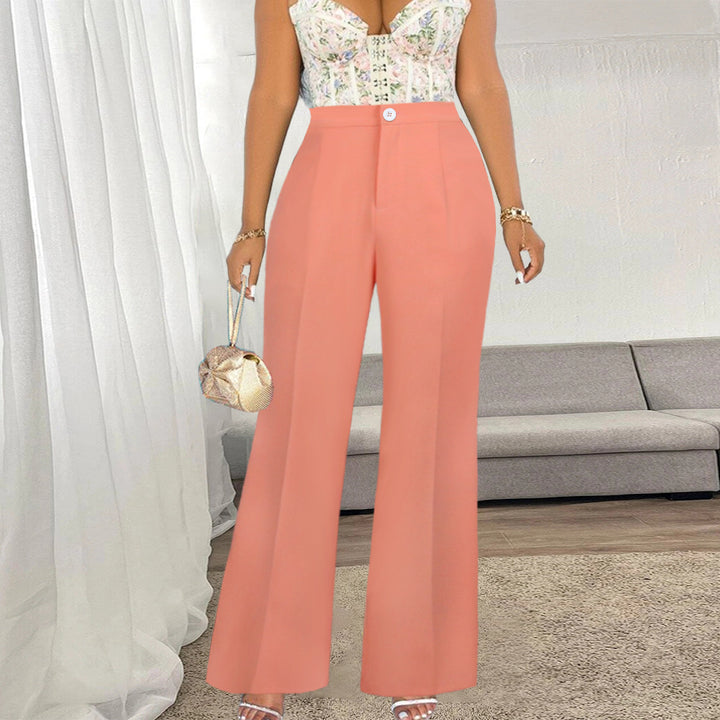 Damen Elegante Weit ausgestellte Hose mit Hohem Bund Drune