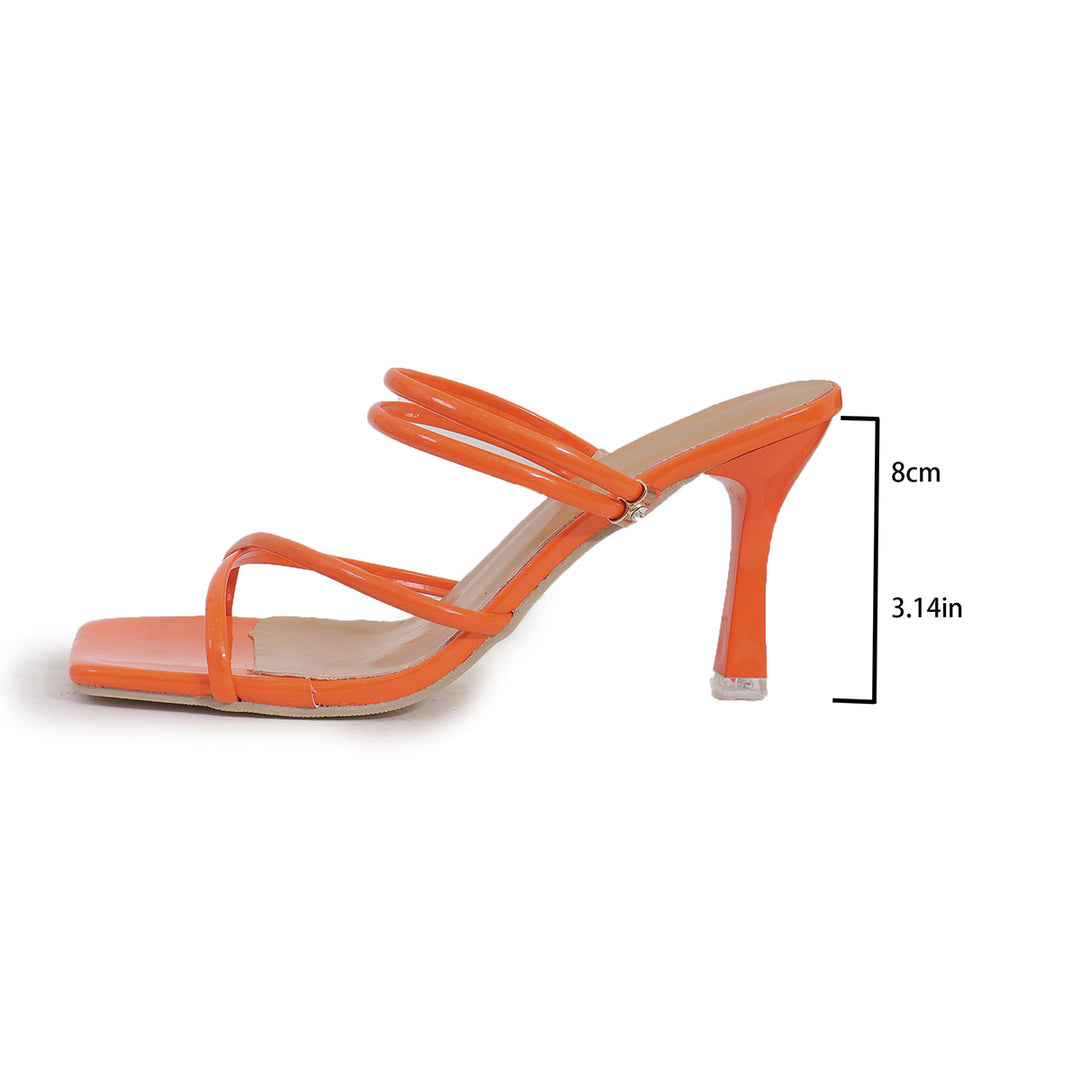 Damen nan elegante Schlüpf-Mule mit schmalen Lackriemchen, quadratischer Zehenpartie und hohem Stilettoabsatz Drune