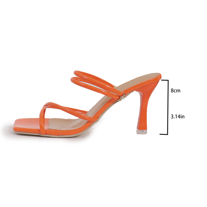 Damen nan elegante Schlüpf-Mule mit schmalen Lackriemchen, quadratischer Zehenpartie und hohem Stilettoabsatz Drune