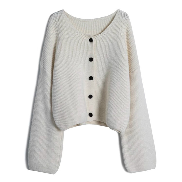 Damen modischer Short Cardigan mit feiner Rippstruktur und Knopfdetaillierung Drune