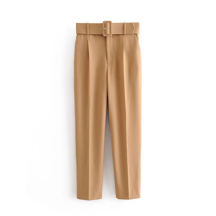 Damen weite Hochbundhose mit schickem Gürtel Drune