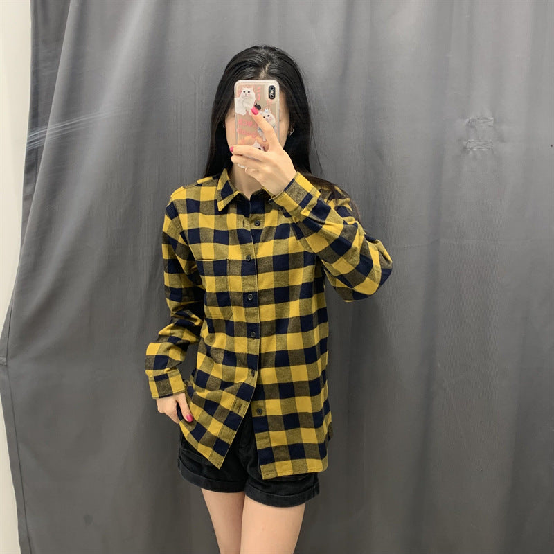 Damen Karierte Flanell-Hemdbluse Drune