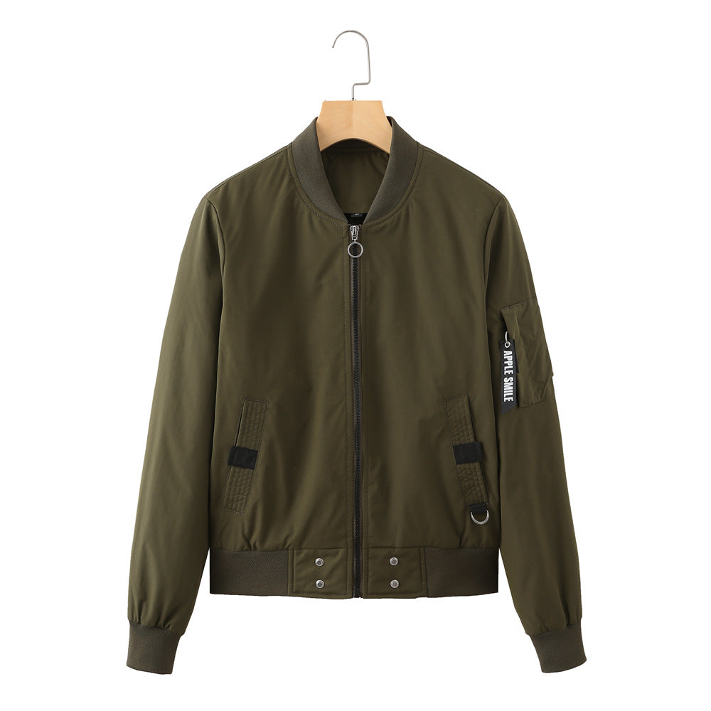 Damen lässige Bomberjacke mit praktischen Taschen und elastischen Bündchen Drune