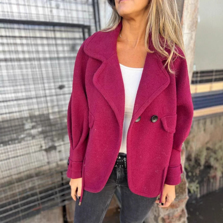 Damen Elegante Oversized Blazerjacke mit strukturiertem Stoff und praktischen Taschen Drune