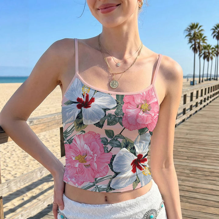 Damen Trägershirt mit lebhaftem Blumenmuster und elastischem Abschluss Drune