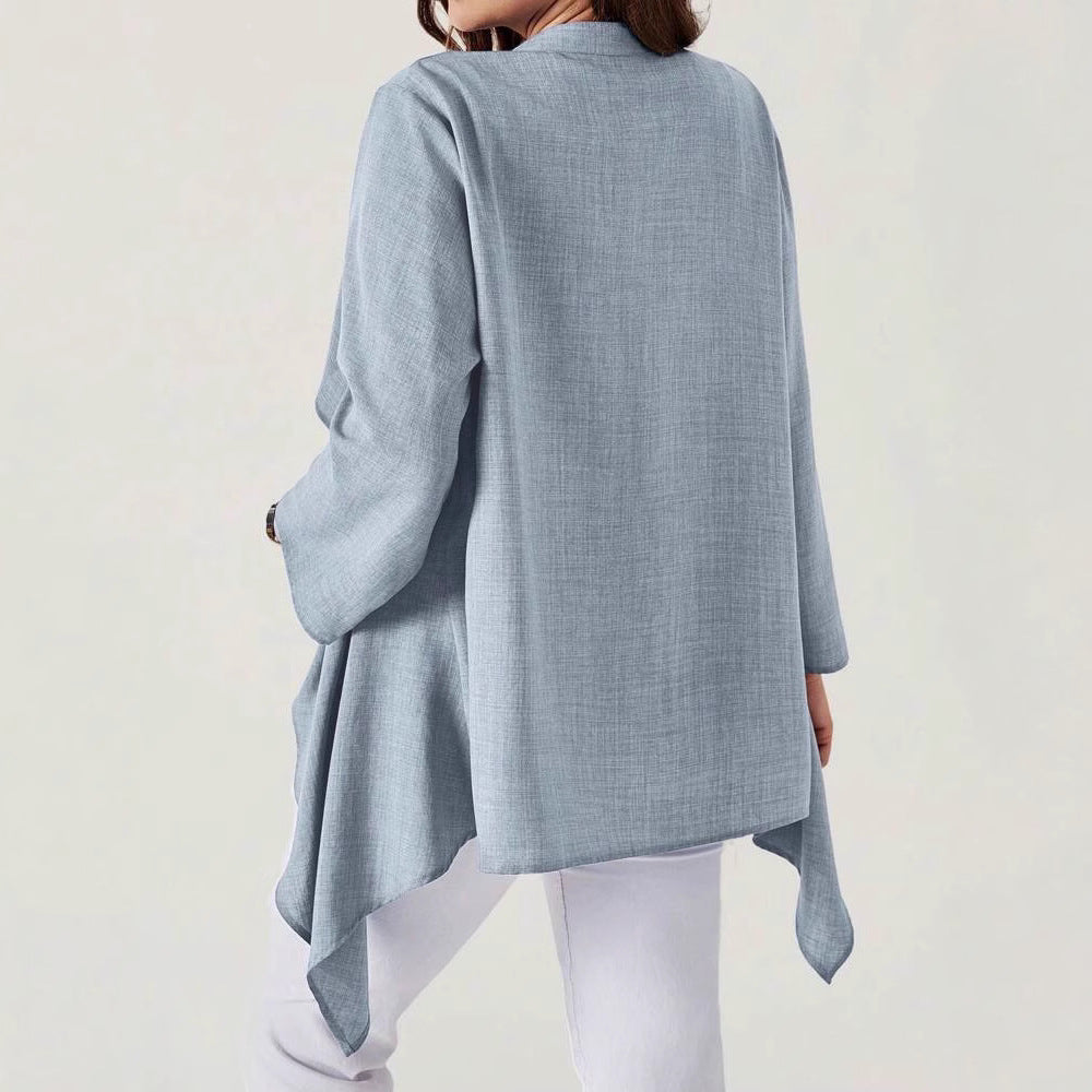 Damen lässige lange Jacke mit asymmetrischem Schnitt Drune