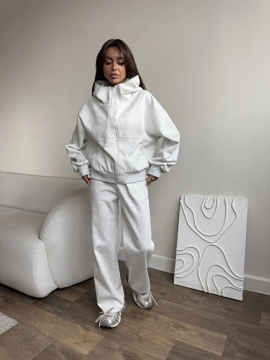 Damen Bequeme Sweatjacke und Jogginghose Set Drune