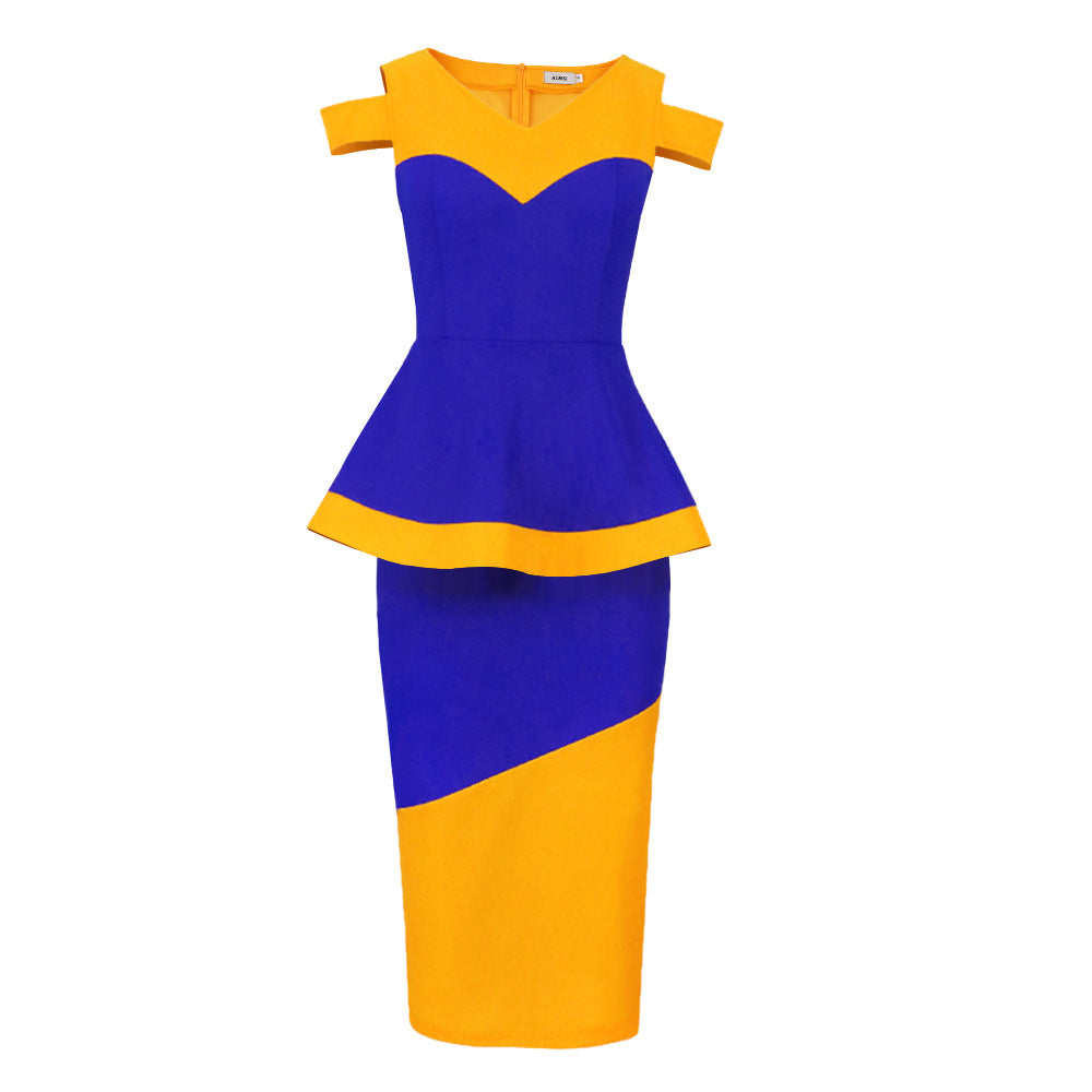 Damen figurbetontes Kleid mit modischem Geometrie-Muster Drune