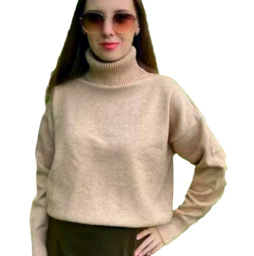 Damen Modischer Rollkragenpullover aus weichem Material Drune