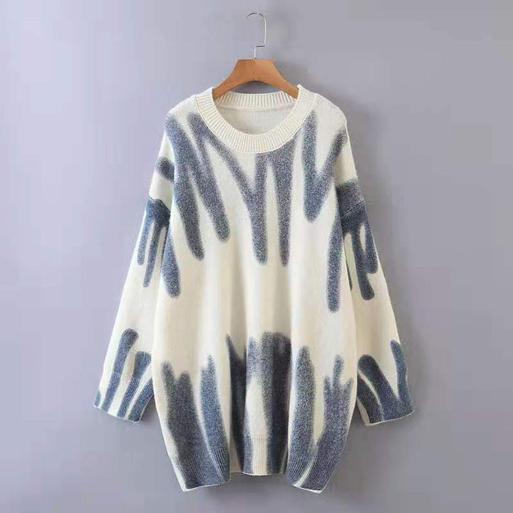 Damen Lässiger Pullover mit modernem Abstract-Design und oversized Passform Drune