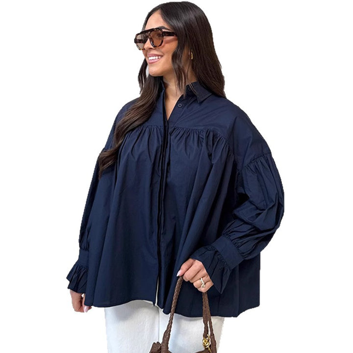 Damen Oversized Bluse mit Raffungen Drune