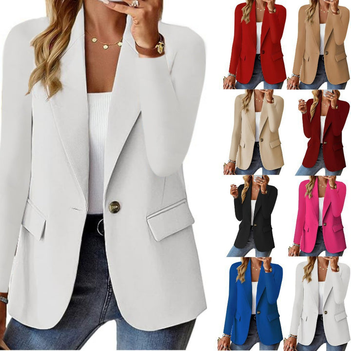Damen Eleganter Casual Blazer mit modernen Taschen und dezentem Knopf Drune