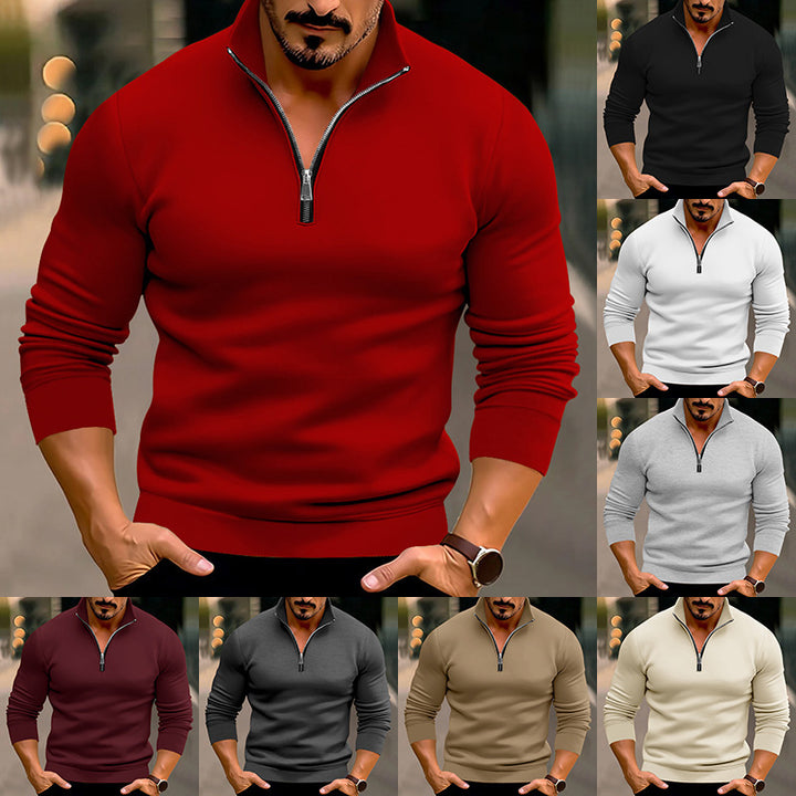 Herren Pullover mit halbem Reißverschluss und modernen Akzenten Drune