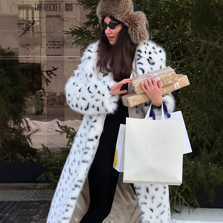 Damen luxuriöse Kunstfelljacke mit auffälligem Tiermotiv Drune
