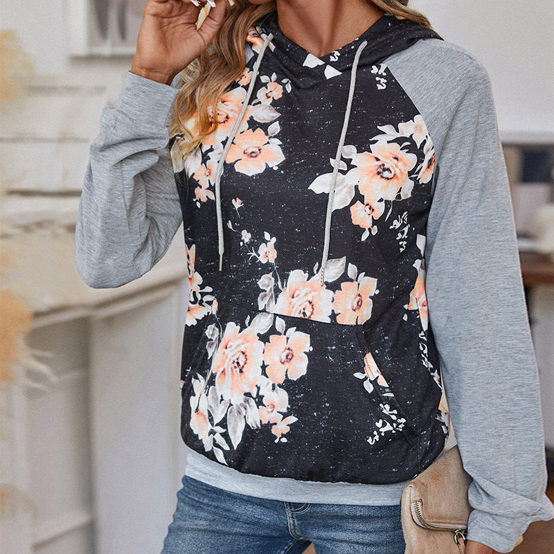 Damen Kapuzenpullover mit floralem Print und lässigem Schnitt Drune