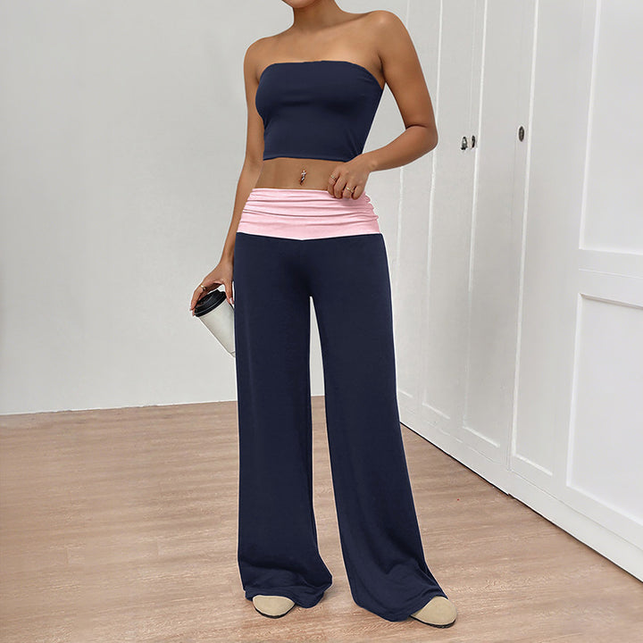 Damen Lounge-Set mit Bandeau-Oberteil und weiter Hose Drune