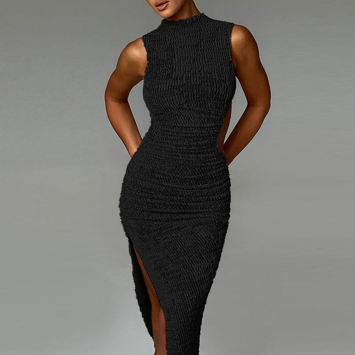 Damen Maxi-Kleid mit eleganter Raffung und seitlichem Schlitz Drune