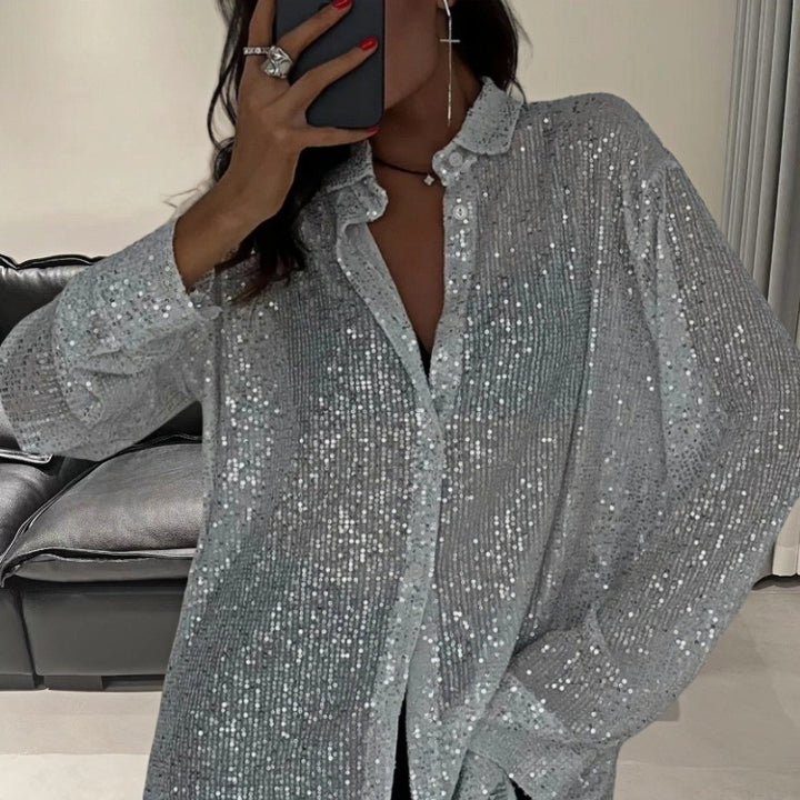 Damen Blusen mit funkelnden Pailletten Drune