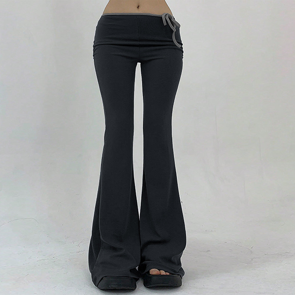 Damen Flared Yoga-Hose mit elastischem Bund und geripptem Stoff Drune