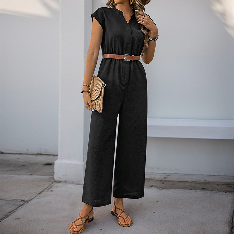 Damen Jumpsuit mit elastischem Bund und schickem Taillengürtel Drune