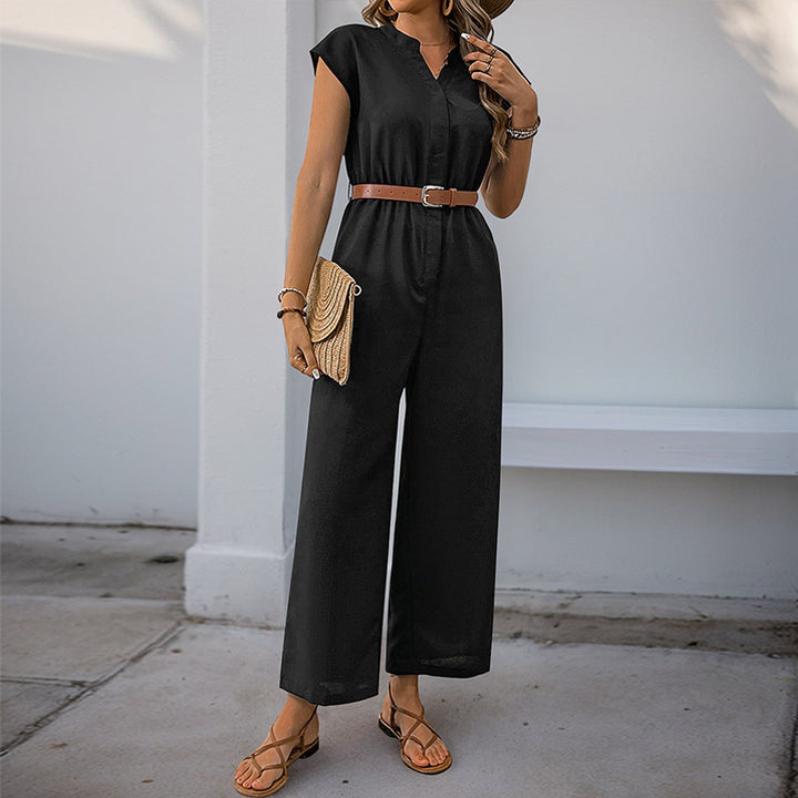Damen Jumpsuit mit elastischem Bund und schickem Taillengürtel Drune