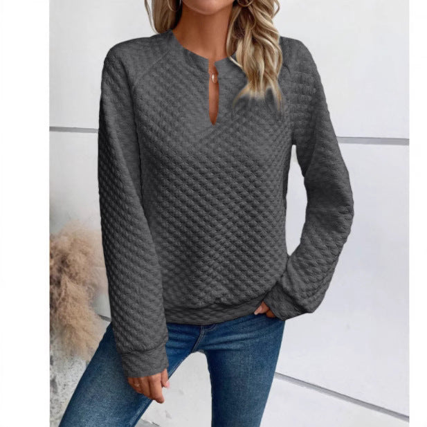 Damen Sweatshirt mit strukturiertem Steppdesign und modischem Ausschnitt Drune