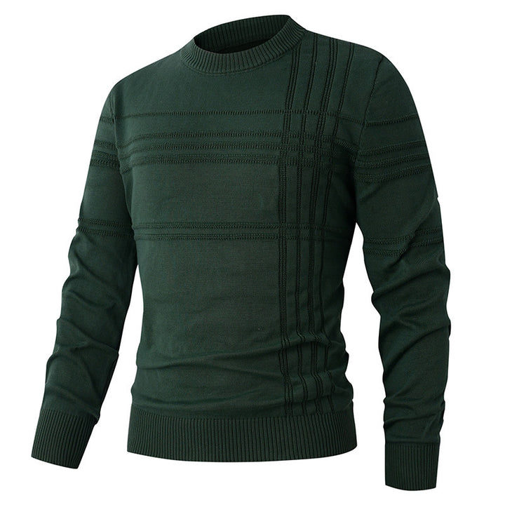 Herren nan Feinstrick-Pullover Rundhals mit geprägter Streifenstruktur und schmaler Silhouette Drune