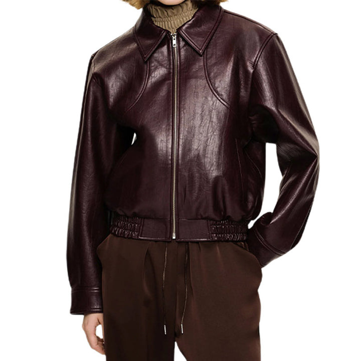 Damen Kunstleder Bomberjacke Drune