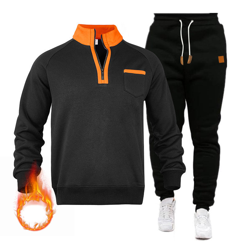 Herren Sweatshirt und Jogginghose Set mit modernem Stehkragen und praktischer Brusttasche Drune