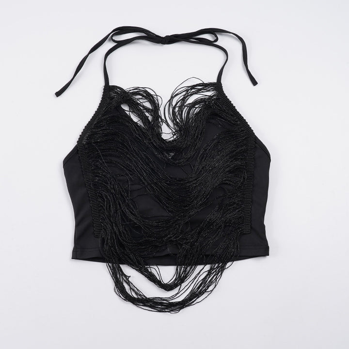 Damen Crop-Top mit eleganten Fransenverzierungen Drune