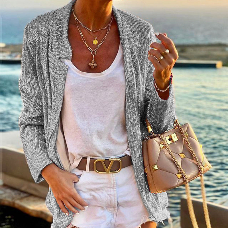 Damen Strickjacke mit schimmerndem Effekt und lockerer Passform Drune