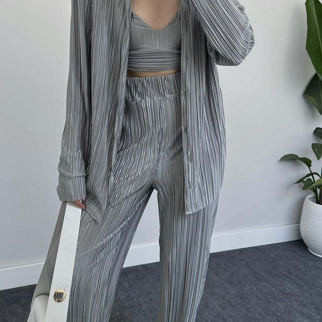 Damen elegantes Loungewear Set mit schicker Streifenoptik und weitem Schnitt Drune