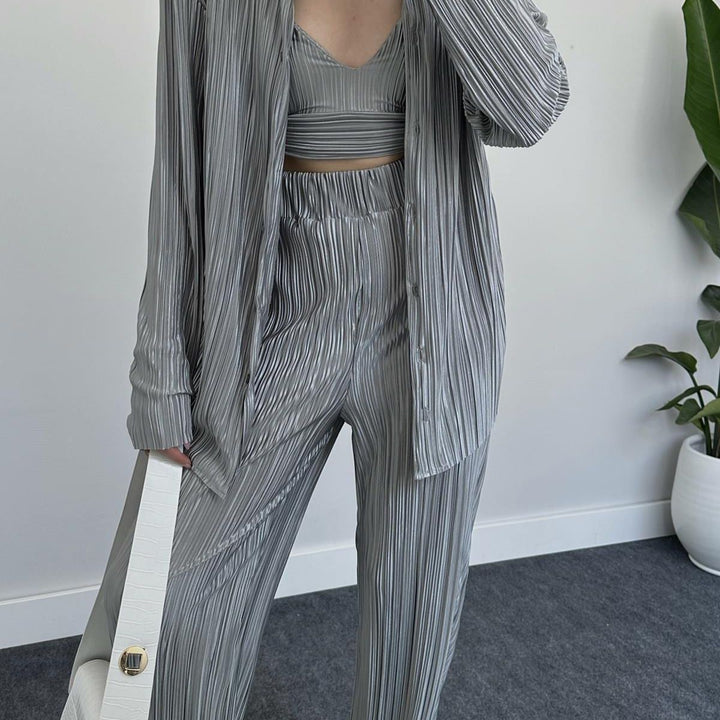 Damen elegantes Loungewear Set mit schicker Streifenoptik und weitem Schnitt Drune