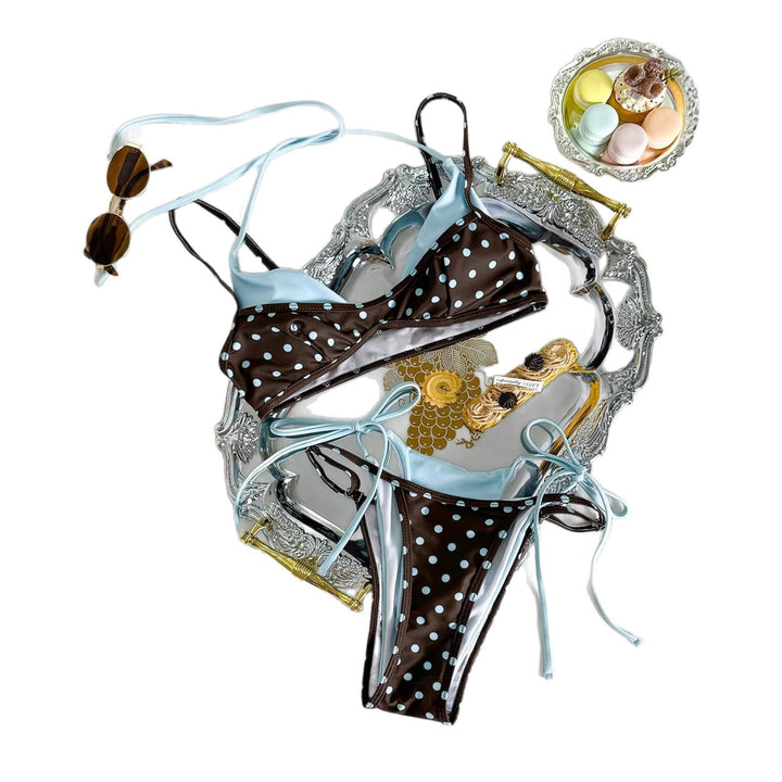 Damen-Bikini-Set mit modernen Punkten und verstellbaren Trägern Drune