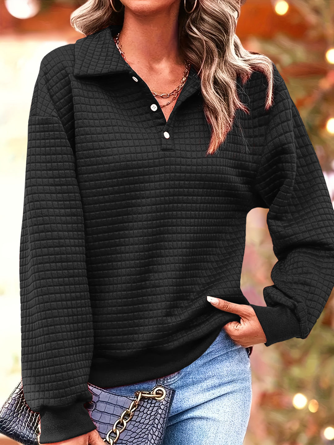 Damen lässiger Pullover mit strukturiertem Stoff Drune
