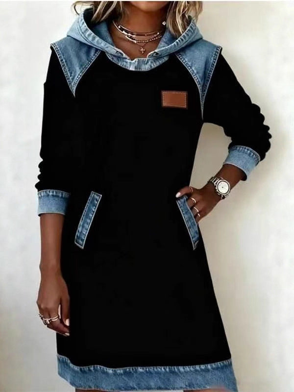 Drune | Mode Denim Patchwork V-Ausschnitt