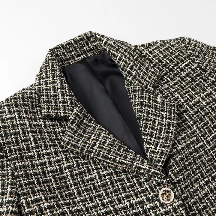 Damen Kurz geschnittene Blazerjacke im eleganten Tweed-Design Drune
