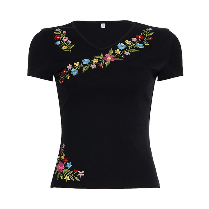 Damenbluse mit floralem Stickdesign und tailliertem Schnitt Drune