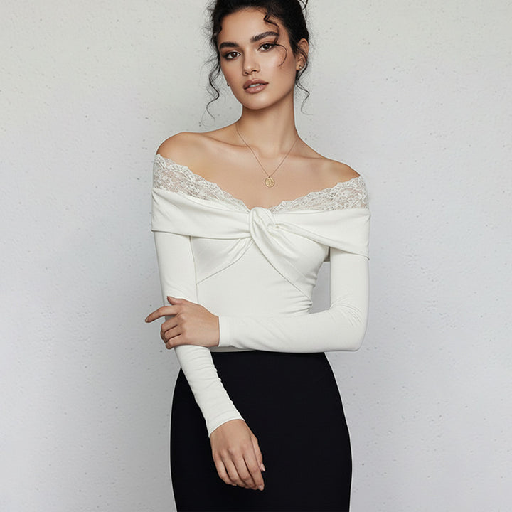 Damen Body mit Spitzendetails und figurbetonten Schnitt Drune