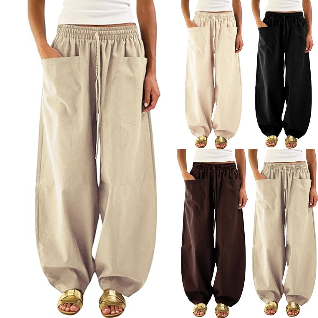 Damen weite Freizeithose mit elastischem Bund und praktischen Taschen Drune