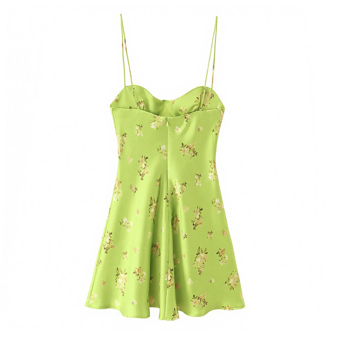 Damen Blusenkleid mit zartem Blumenmuster und schwingendem Rock Drune