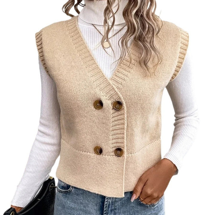 Damen Strickweste mit doppelter Knopfleiste Drune