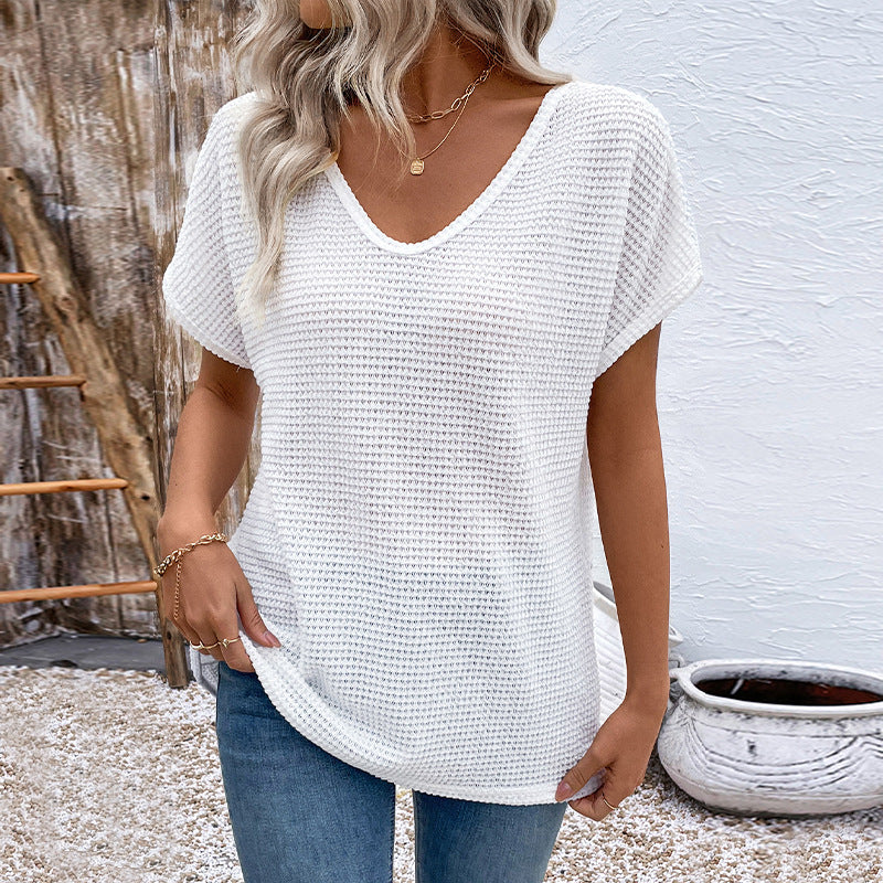 Damen lässiges Strickoberteil mit Waffelstruktur und weitem Schnitt Drune