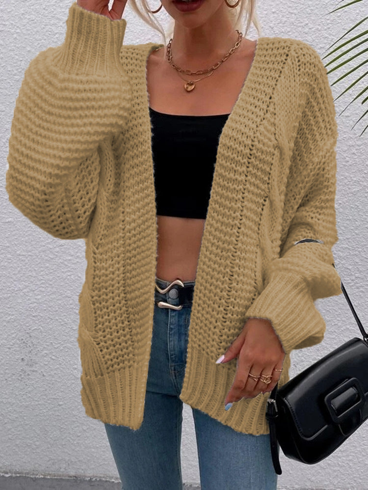 Damen Grobstrick-Cardigan mit bequemen offenen Taschen und lässigem Schnitt Drune