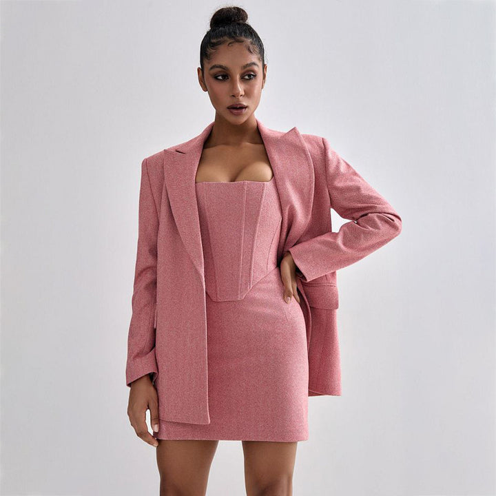 Damen Blazer-Kleid Set mit figurbetontem Oberteil und elegantem Schnitt Drune