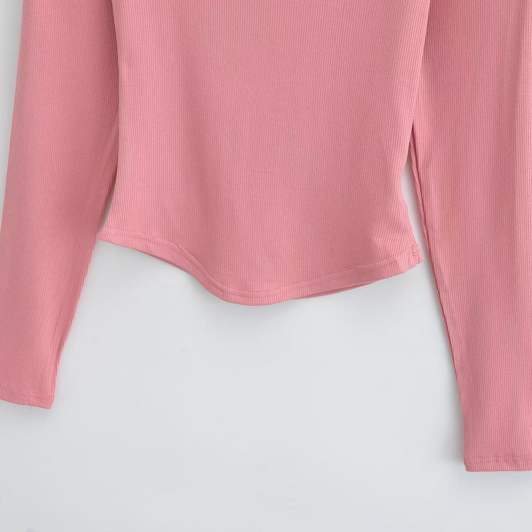 Damen Langarmshirt mit elegantem Rundhalsausschnitt und feiner Rippstruktur Drune